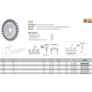 CMT TARCZA WIDIOWA PODCINAK DO PŁYTY LAMINOWANEJ HM 125X20 MM 24Z 3,1/4