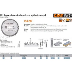 CMT TARCZA TNĄCA WIDIOWA DO RUR ELEMENTÓW BLOKÓW HM 250X30 MM 80Z