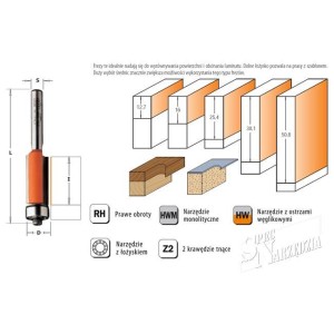 CMT FREZ PROSTY Z DOLNYM ŁOŻYSKIEM HM D9,5 I25,4 L68,2 S6 705.095.11