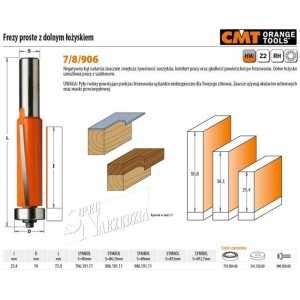 CMT FREZ PROSTY Z DOLNYM ŁOŻYSKIEM HM D19 I25,4 L86,5 S12 906.691.11