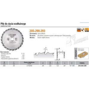 CMT TARCZA TNĄCA WIDIOWA DO DREWNA HM 305X30 MM 28Z