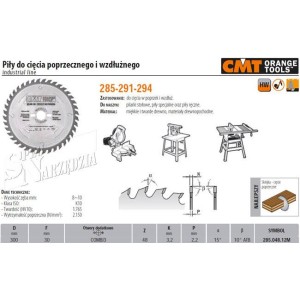 CMT TARCZA TNĄCA WIDIOWA DO DREWNA MATERIAŁÓW DREWNOPOCHODNYCH HM 300X30 MM 48Z