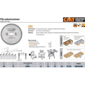 CMT TARCZA TNĄCA WIDIOWA DO DREWNA MATERIAŁÓW DREWNOPOCHODNYCH HM 305X30 MM 72Z