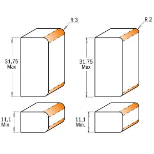 CMT FREZ ZAOKRĄGLAJĄCY REGULOWANY Z ŁOŻYSKIEM HM D34 T11,1-31,75 R3-2 L100 S12 900.622.11