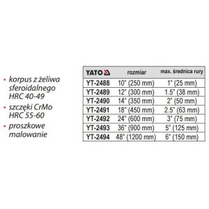 YATO KLUCZ DO RUR CRMO 24"