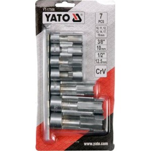 YATO ZESTAW NASADEK OTWARTYCH  1/2" 3/8" 10-19MM 7SZT.