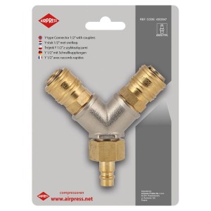 AIRPRESS TRÓJNIK TYP Y 1/2" Z SZYBKOZŁĄCZAMI I WTYKIEM EURO
