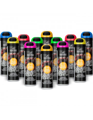 Soppec Track Marker Farba Spray Geodezyjna Do Znakowania w Aerozolu 500 ml MIX Kolorów 12 szt.
