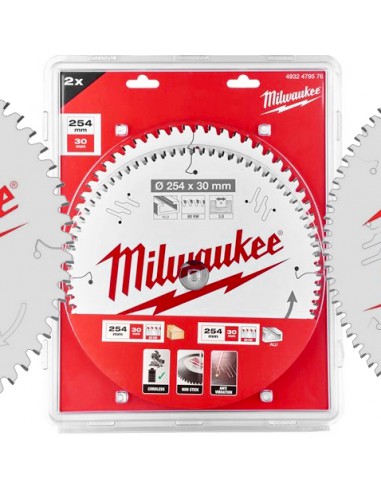 Milwaukee Tarcze Do Drewna Aluminium 254 mm x 30 mm Twin Pack 60/80Z