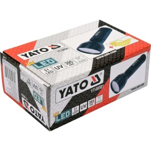 Yato Latarka UV 51 LED 395 nm Zestaw z Okularami Ochronnymi do Wykrywania Bursztynu Pieniądze Świecące YT-08581