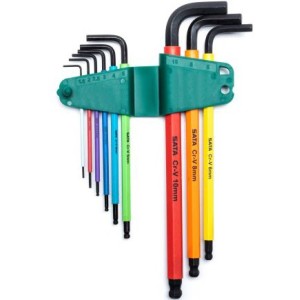 SATA Klucze Imbusowe Kolorowe Długie z Kulką 1,5-10 mm 9 szt. 09101