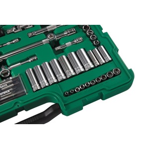 Sata Zestaw Kluczy Nasadowych z Grzechotką 1/4" 3/8" 1/2" 124 el. 09014SJ