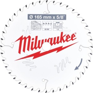 Milwaukee Tarcza Tnąca Do Drewna Pilarki 165 mm x 5/8" 40Z 4932471312