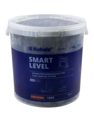 Kubala Smart Level System Szybkiego Poziomowania Płytek Klips 1,5 mm 800 szt. + Wiadro 20l