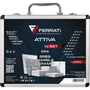 FERRATI ATTIVA Zestaw Otwornic Diamentowych M14 6-68 mm 10 el. F40141