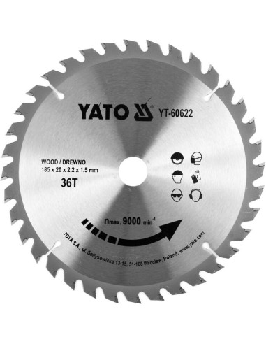 Yato Tarcza Tnąca Widiowa Do Drewna 185 x 20 mm 36Z