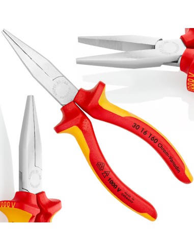 Knipex Szczypce Płaskie Wydłużone Izolowane Chromowane VDE 160 mm