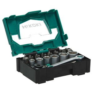 Hikoki Zestaw bitów 25mm nasadek z grzechotką w kasecie Box 24szt
