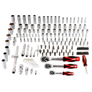 AIRPRESS Zestaw kluczy nasadowych i nasadek 1/2", 1/4" 171 szt. 75247