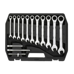 AIRPRESS Zestaw kluczy płasko-oczkowych i nasadowych + nasadki - 54 elementy