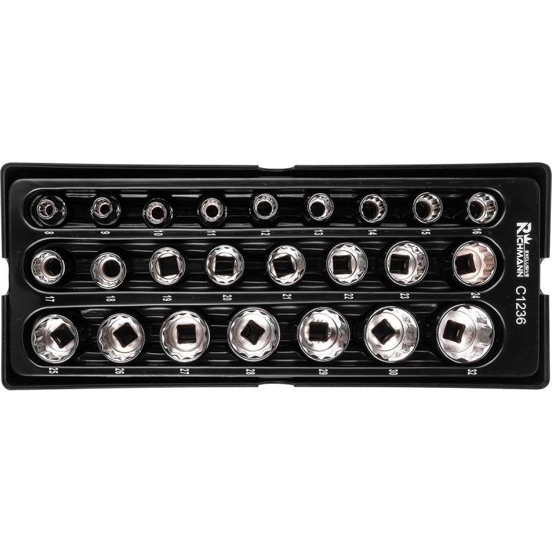 Richmann zestaw nasadki 1/2" 12-kątne 8-32mm 24 elementy - wkład do wózka narzędziowego