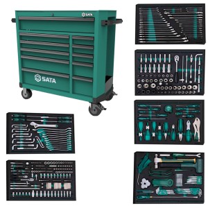 Sata Wózek Warsztatowy Pro Zielony 11 Szuflad + 368 Elementów Wyposażenia