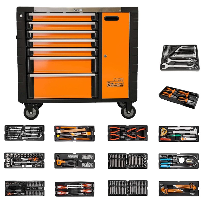 Richmann Wózek warsztatowy 7 szuflad drzewiczki z wyposażeniem 253 elementy