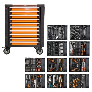 Richamnn Profesjonalny Wózek Warsztatowy z 10 Szufladami i Zestawem 386 Elementów