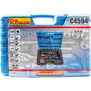 Richmann C4594 Profesjonalny Zestaw Kluczy Nasadowych i Bitów 94 Elementy CrV C4594