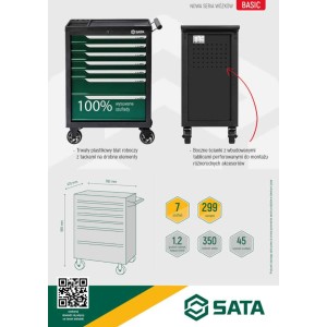 Sata Wózek Narzędziowy Warsztatowy 7 Szuflad ST95126G 299 Narzędzi