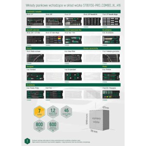 SATA Wózek Narzędziowy PRO ZIELONY 7 Szuflad ST95113G 416 Narzędzi