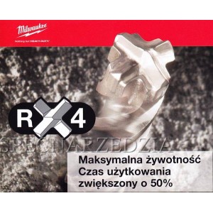 MILWAUKEE WIERTŁO WIDIOWE CZTEROOSTRZOWE SDS-PLUS X4 DO BETONU 10X50/110 MM