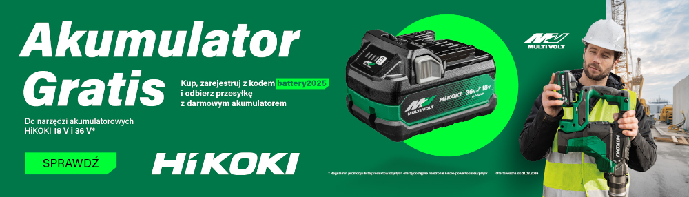 Kup narzędzie akumulatorowe HiKoki i odbierz akumulator gratis.